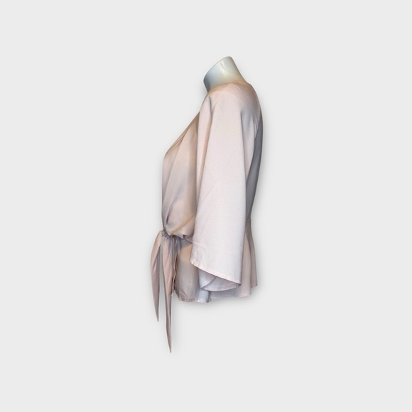 Topshop Blush Pink Front Tie Peplum Keyhole Detail Top - Picture 5 of 10